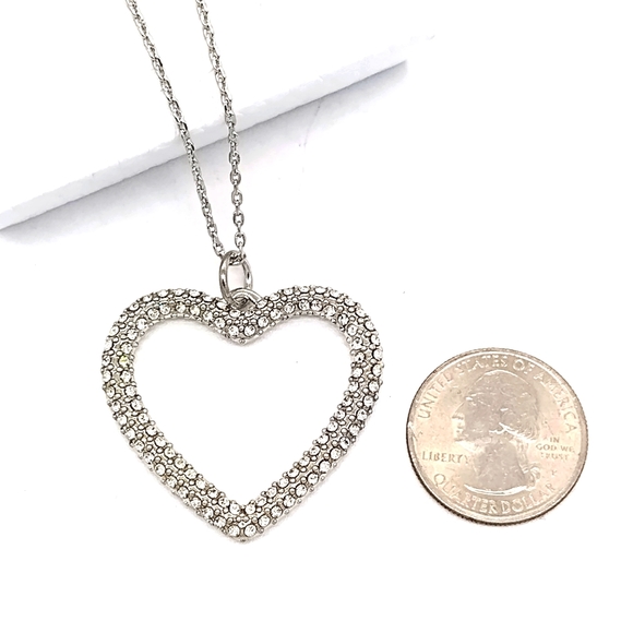 Made with Swarovski Crystals Large Heart Pendant Necklace in Silver - Picture 4 of 6